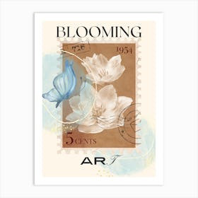 Blooming Blue Butterfly Art Print