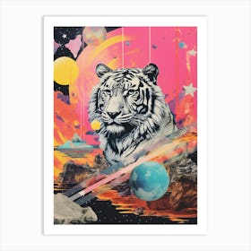 Tiger Retro Space Collage 4 Art Print