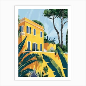 Yellow House On The Hill Art Print