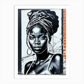 Graffiti Mural Of Beautiful Black Woman 23 Art Print