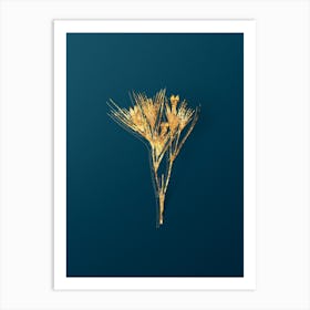 Vintage Witsenia Maura Botanical in Gold on Teal Blue n.0152 Art Print