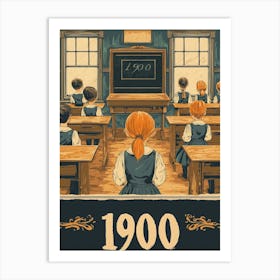 Aihrgdesign A Retro Poster Of A 1900 Classroom Featuring Wood 9db22f9e 0058 44d2 81a8 Fa02d9e99f2c 2 Art Print