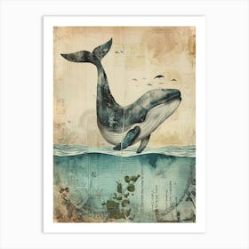 Kitsch Retro Whale Collage 4 Art Print