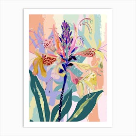 Colourful Flower Illustration Bee Balm 2 Art Print