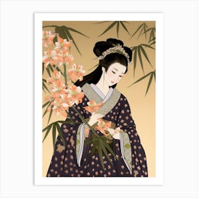 Suzuran Lily Of The Valley Vintage Japanese Botanical And Geisha Art Print