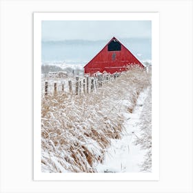 Red Winter Barn Art Print