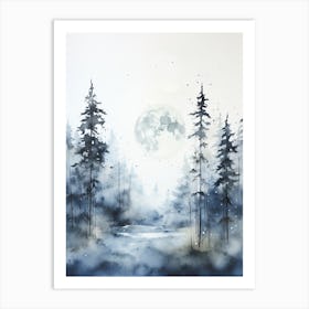 Watercolour Painting Of Boreal Forest   Northern Hemisphere 7 Art Print