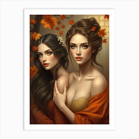 Two Women In Autumn Affiche