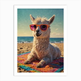 Llama On The Beach 2 Art Print