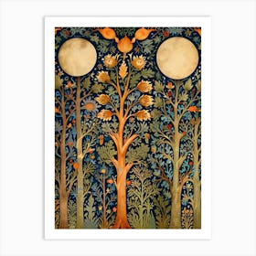 Moon And Trees William Morris Art Print