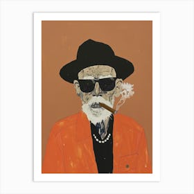 Old Man Smoking A Cigarette Art Print