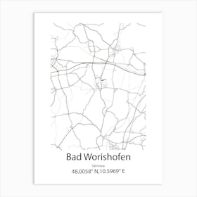 Bad Worishofen,Germany Minimalist Map Art Print