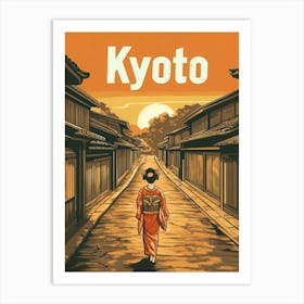 Aihrgdesign A Retro Travel Poster For Kyoto Art Print