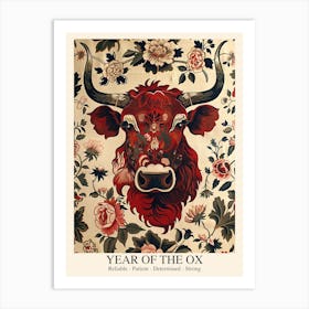 Chinese Lunar Year Of The Ox 2 William Morris Style Art Print