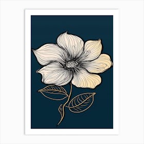 Line Art Sunflower Flowers Illustration Neutral 3 Art Print