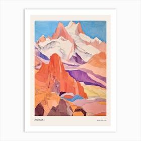 Aoraki New Zealand 3 Colourful Mountain Illustration Poster Art Print