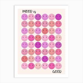 Happy Smiley Face Pink Mood Art Print