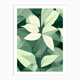 Tropical Leaves vector art, Charm of Green and white, 1267 Art Print