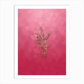 Vintage English Yew Botanical in Gold on Viva Magenta n.0419 Art Print