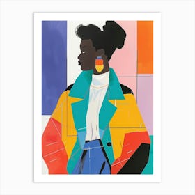 Woman In A Colorful Coat Art Print