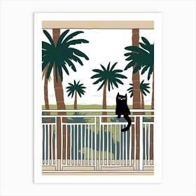 Cat On Balcony Art Print