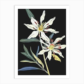 Neon Flowers On Black Edelweiss 4 Art Print