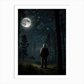 Full Moon In The Forest Art Print