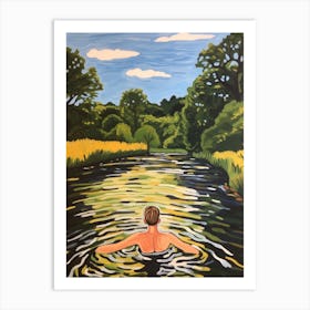 Wild Swimming At River Wensum Norfolk 1 Art Print