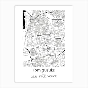 Tomigusuku,Japan Minimalist Map Art Print