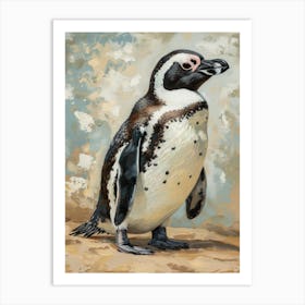 African Penguin Isabela Island Oil Painting 1 Art Print