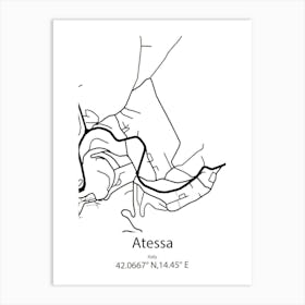 Atessa,Italy Minimalist Map Art Print