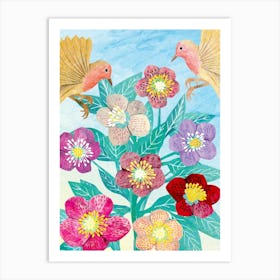 Birds And Flowers Art Print