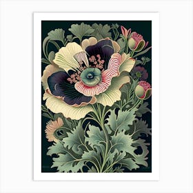 Anemone 3 Floral Botanical Vintage Poster Flower Art Print