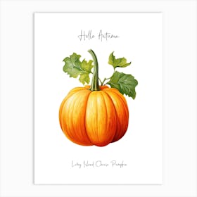 Hello Autumn Long Island Cheese Pumpkin Watercolour Illustration 4 Art Print