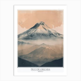 Pico De Orizaba Mexico Color Line Drawing 7 Poster Art Print