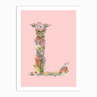 L Pink Alphabet Letter Art Print