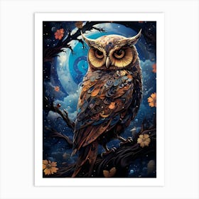 Owl In The Moonlight Art Print