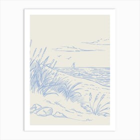 Sailing Sketch Parchment Art Print