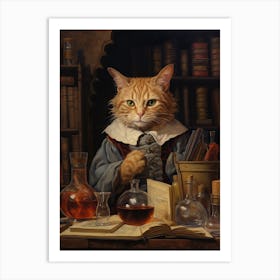 Alchemist Cat With Potions 1 Art Print