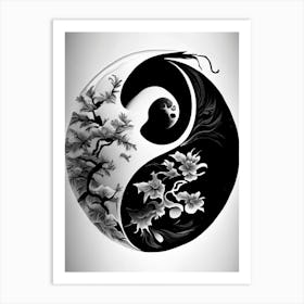 Black And White Yin and Yang Illustration Art Print
