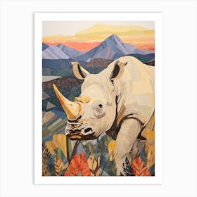 Colourful Patchwork Rhino 1 Art Print