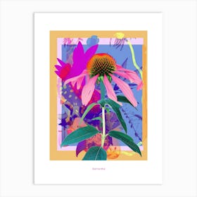 Gaillardia 2 Neon Flower Collage Poster Art Print