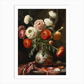 Baroque Floral Still Life Ranunculus 2 Art Print