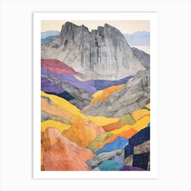 Glyder Fach Wales 1 Colourful Mountain Illustration Art Print