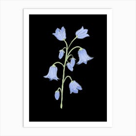 Bluebell Flowers on Navy Art Print