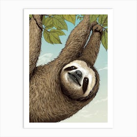 Sloth Hanging From Tree Art Print