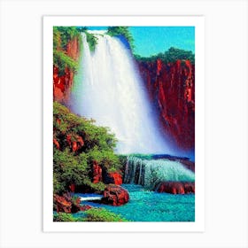 Iguazú Falls National Park Brazil Pointillism Art Print