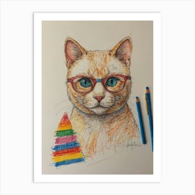 Cat With Glasses 6 Art Print