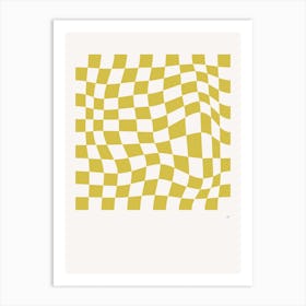 Wavy Checkered Pattern Poster Lime Art Print