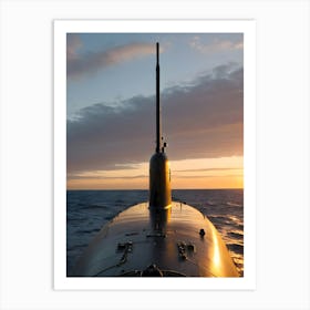 Submarine At Sunset-Reimagined 3 Art Print